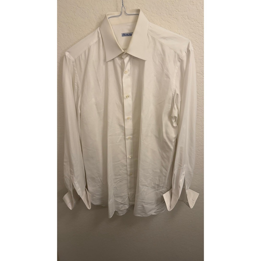 Brioni Roma White Cotton French Cuff Dress Shirt Mens 16 41 Made in Italy